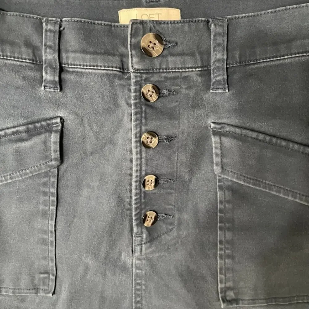 Loft Outlet Utility Chino Front Button Skirt PS Twee Preppy Academia